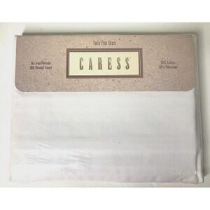 Vintage Mervyn's Caress White Twin Flat Sheet  66" X 96" USA New NOS